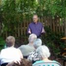 David weaves tales for a garden party